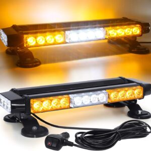 Strobe Light Bar: Dual-Sided Design equipped with 30 High-Intensity LED Beads; Emergency Warning Light/Beacon featuring a Strong Magnetic Base Mount; Suitable for Truck Roof Safety Warning Applications (Amber/White Light).