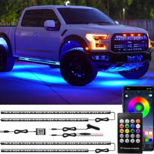 Car Underglow Ambient Light Kit: Features 16 Million RGB Colors and 29 Preset Modes; Supports Music Synchronization and DIY Custom Modes; 12V Exterior LED Underbody Lighting Kit suitable for SUVs and Trucks.