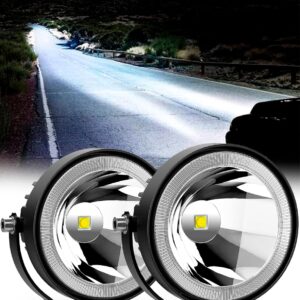 4-inch Round LED Lights: 60W, 6000-Lumen LED Spotlights; Suitable for use as Off-Road, Driving, or Fog Lights on Trucks, Cars, ATVs, UTVs, Boats, and Motorcycles; 2-Pack (White Light).