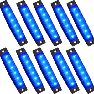 10-Piece LED Underbody Accent Light Strip Kit—Exterior Chassis and Wheel Well Illumination Set; IP67 waterproof rating; suitable for golf carts, Jeep Wranglers, off-road trucks, RVs, UTVs, ATVs, snowmobiles, etc. (Blue Light).