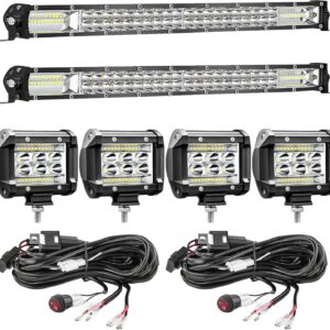Light Bar Kit: Includes (2) 20-inch Ultra-Slim Light Bars, (4) 4-inch Square LED Lights, and (2) Wiring Harness Sets.